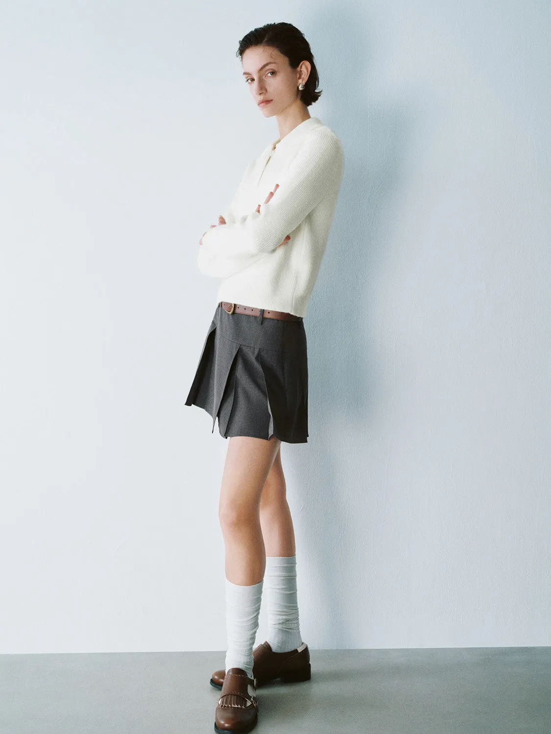 Button Half Placket Knitted T-Shirts sold by Urban Revivo product image thumbnail 4