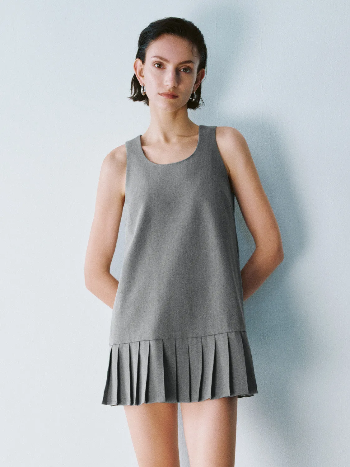 Pleated Hem Sleeveless A-Line Dresses sold by Urban Revivo