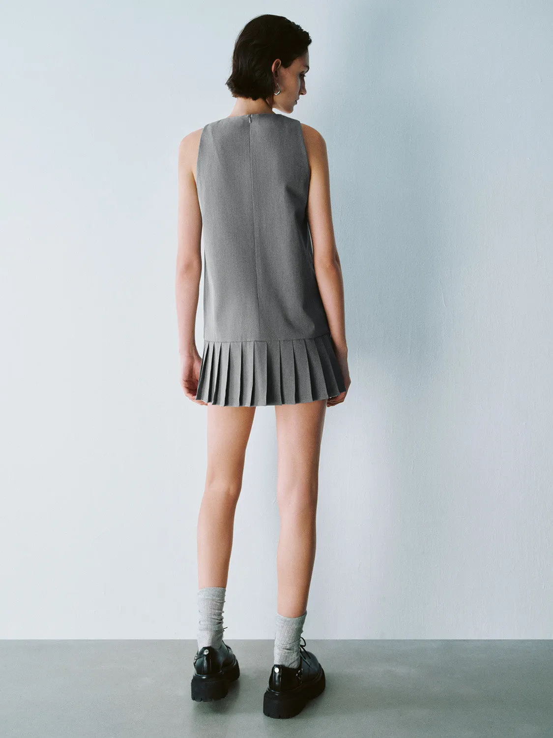 Pleated Hem Sleeveless A-Line Dresses sold by Urban Revivo product image thumbnail 3