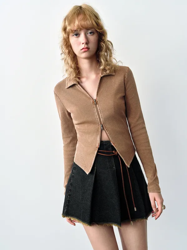 Zipper Front Skinny Shirt sold by Urban Revivo