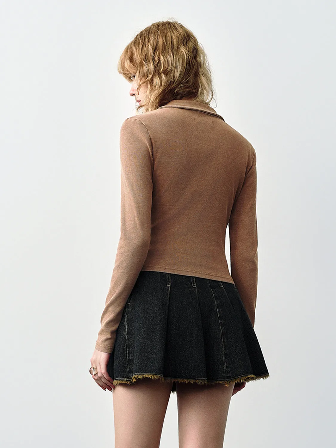 Zipper Front Skinny Shirt sold by Urban Revivo product image thumbnail 5