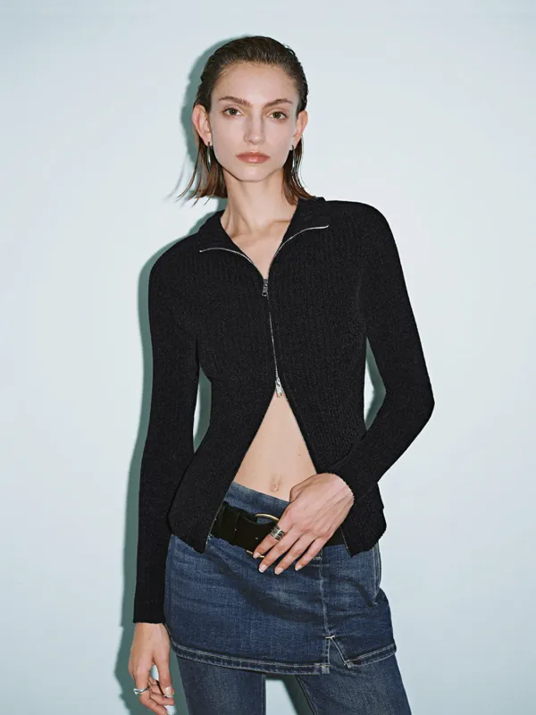 Zip Up Front Knitted Cardigans sold by Urban Revivo