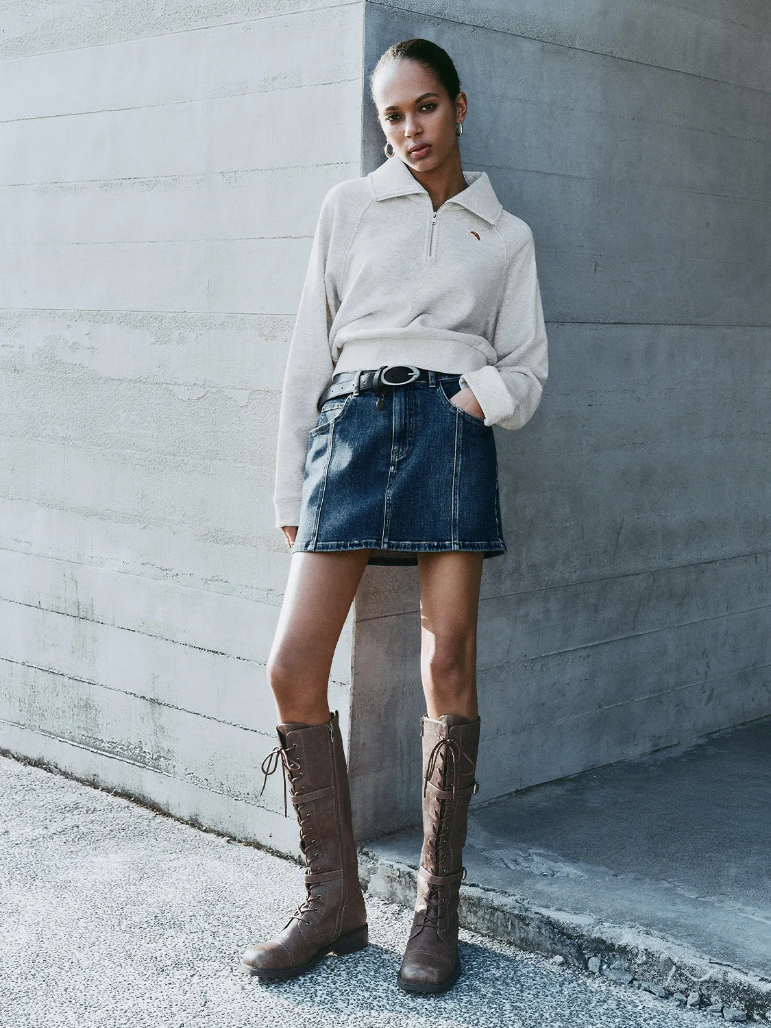 Zip Up Front Loose Sweatshirts sold by Urban Revivo product image thumbnail 4