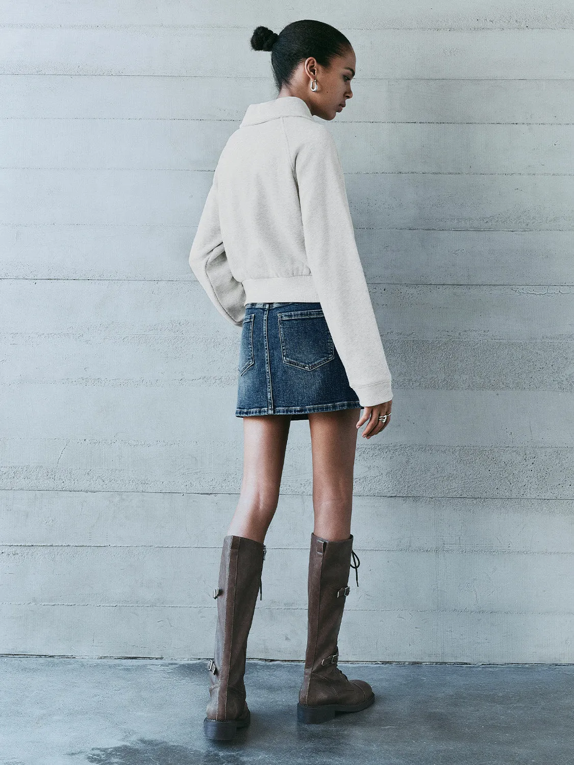 Zip Up Front Loose Sweatshirts sold by Urban Revivo product image thumbnail 3