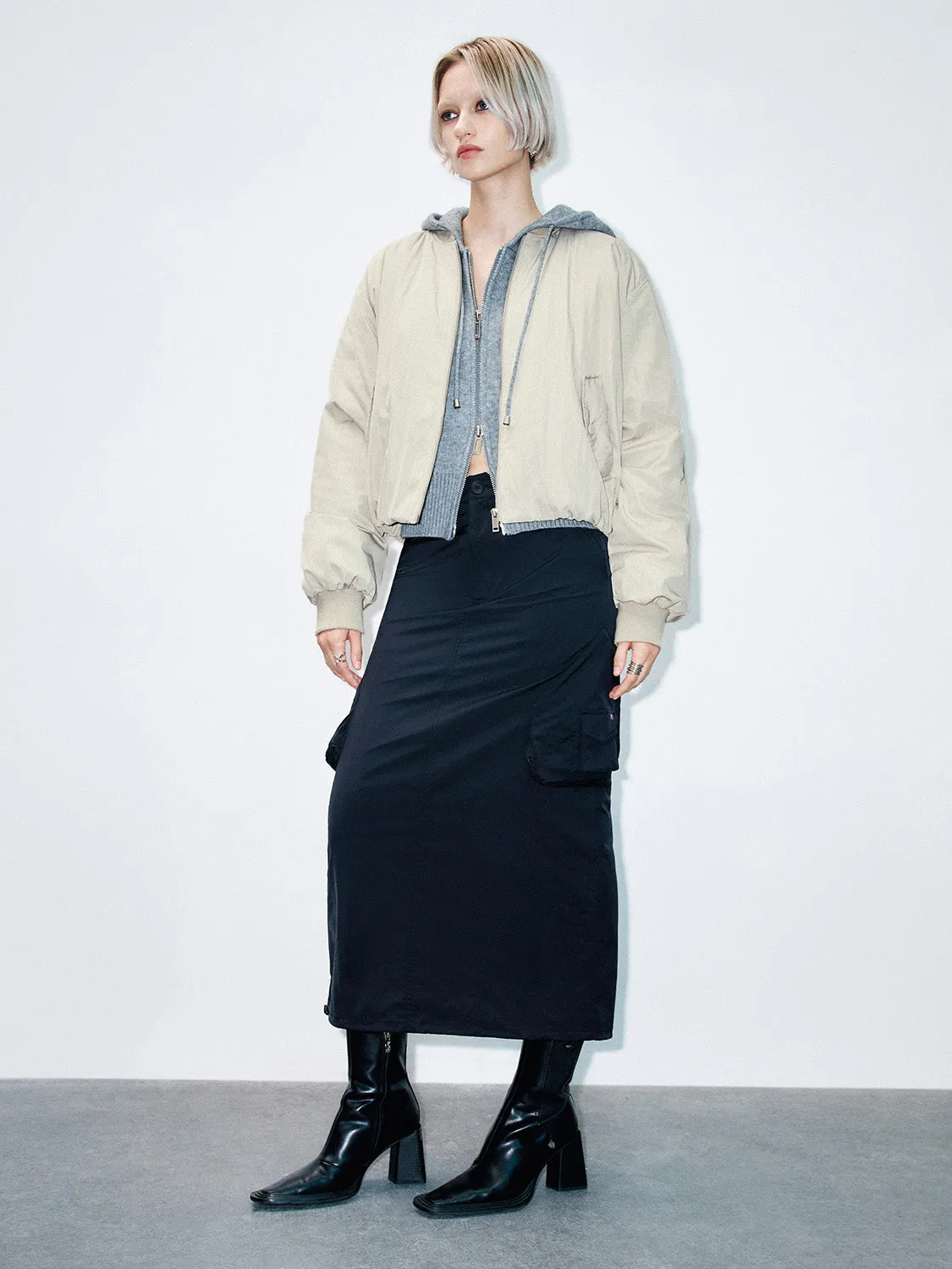 Loose Zipper Front Bomber Jackets sold by Urban Revivo product image thumbnail 4