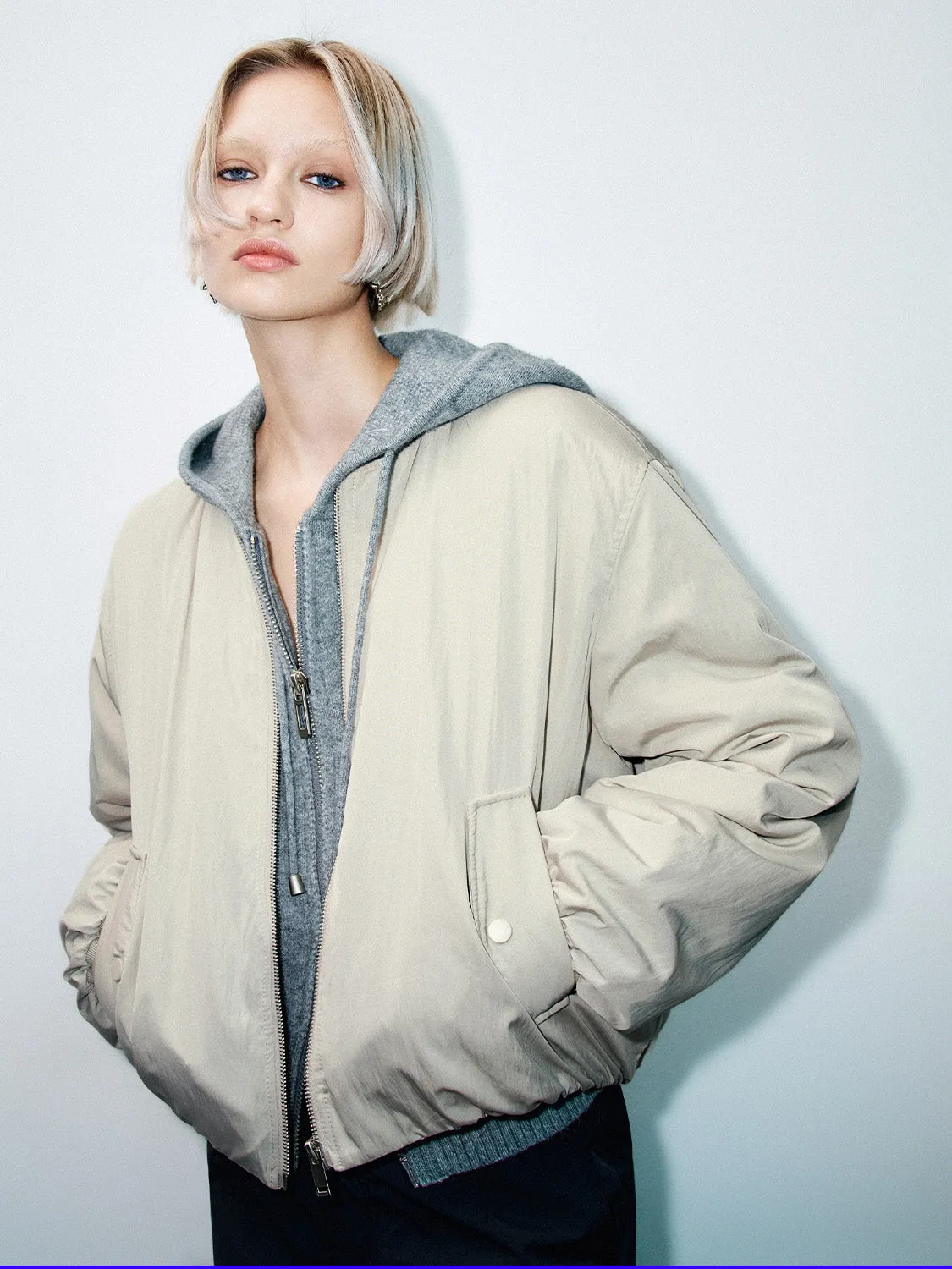 Loose Zipper Front Bomber Jackets sold by Urban Revivo product image thumbnail 2