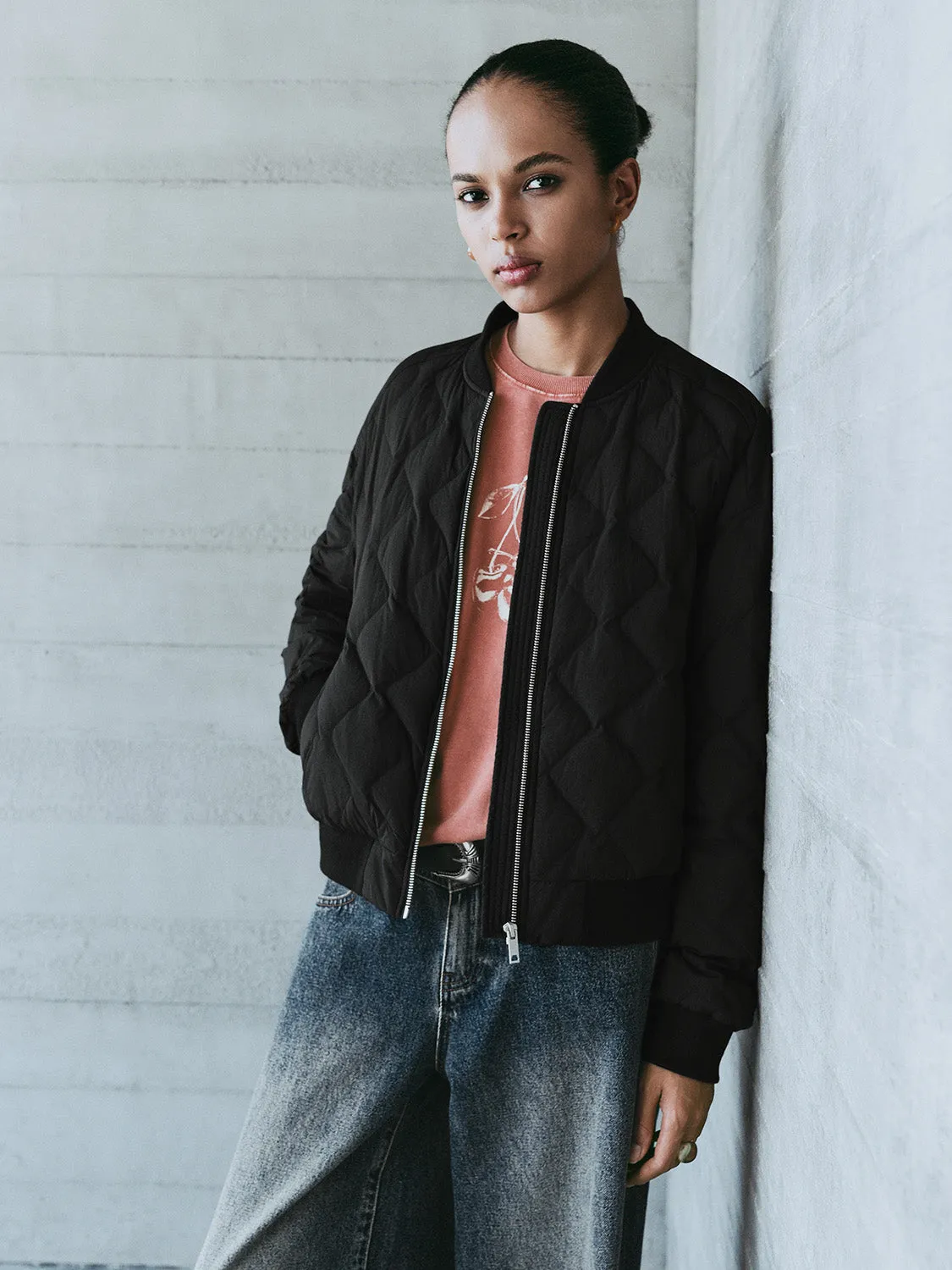 Zip Up Front Quilted Down Outerwear sold by Urban Revivo product image thumbnail 2