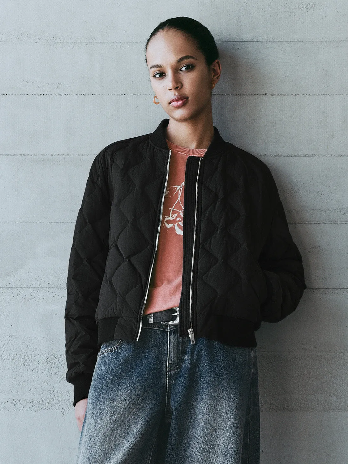 Zip Up Front Quilted Down Outerwear sold by Urban Revivo