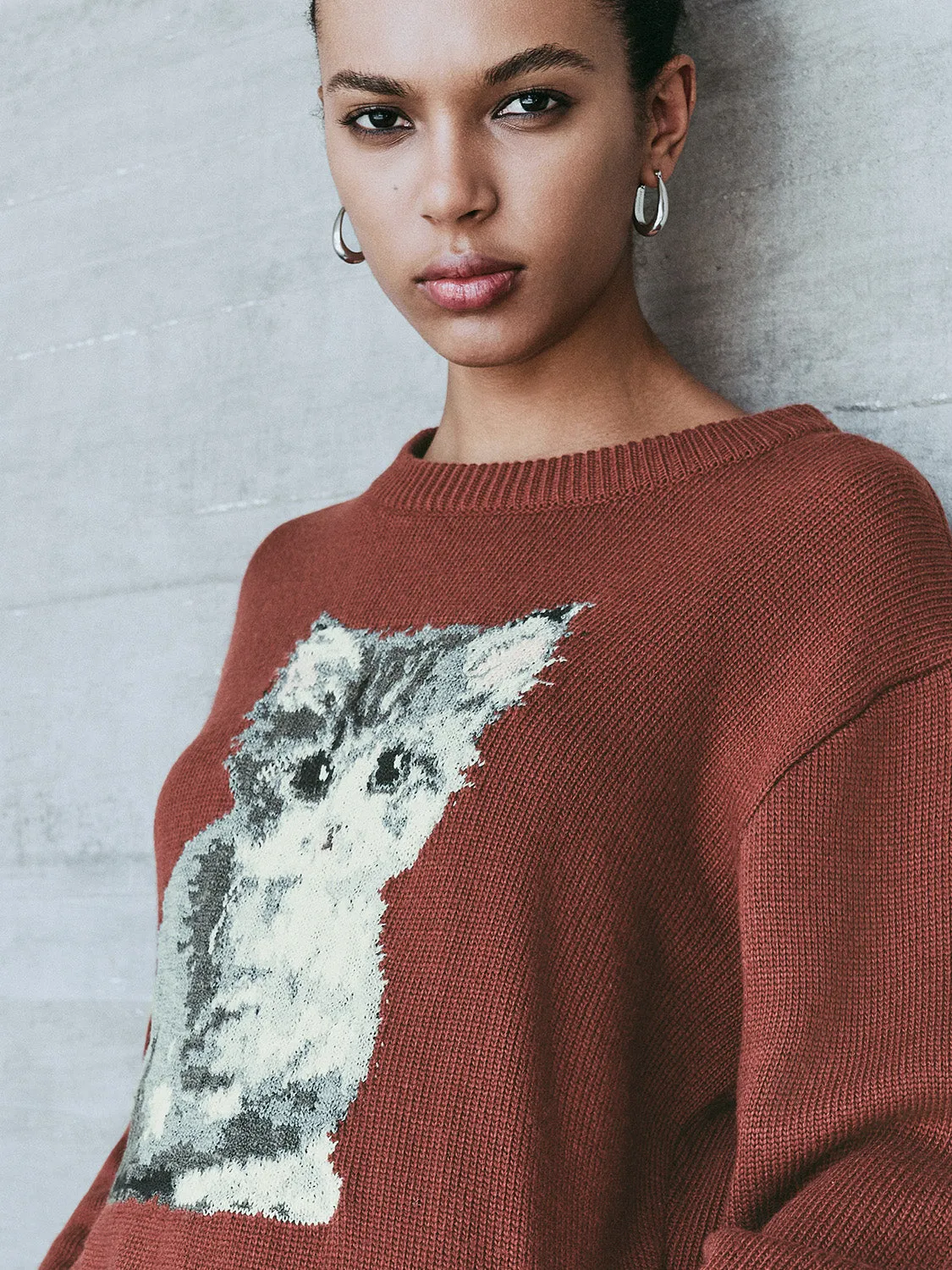 Kitten Printed Knitted T-Shirts sold by Urban Revivo product image thumbnail 5