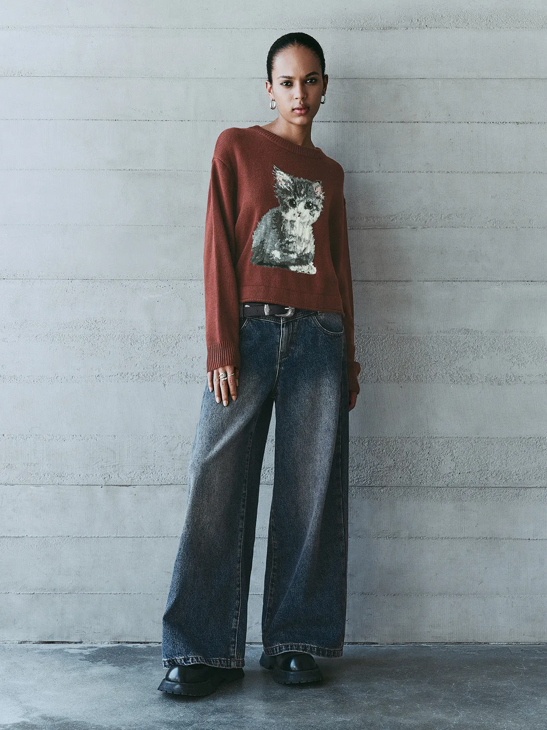 Kitten Printed Knitted T-Shirts sold by Urban Revivo product image thumbnail 4