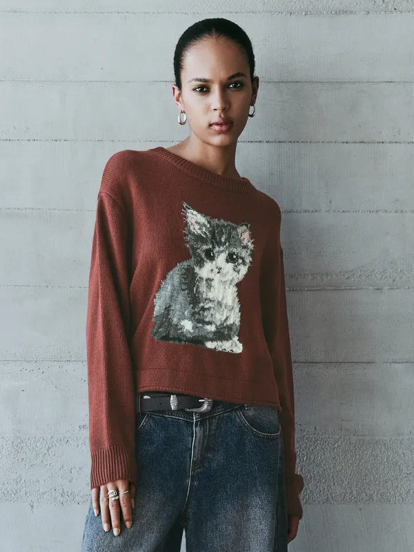 Kitten Printed Knitted T-Shirts sold by Urban Revivo