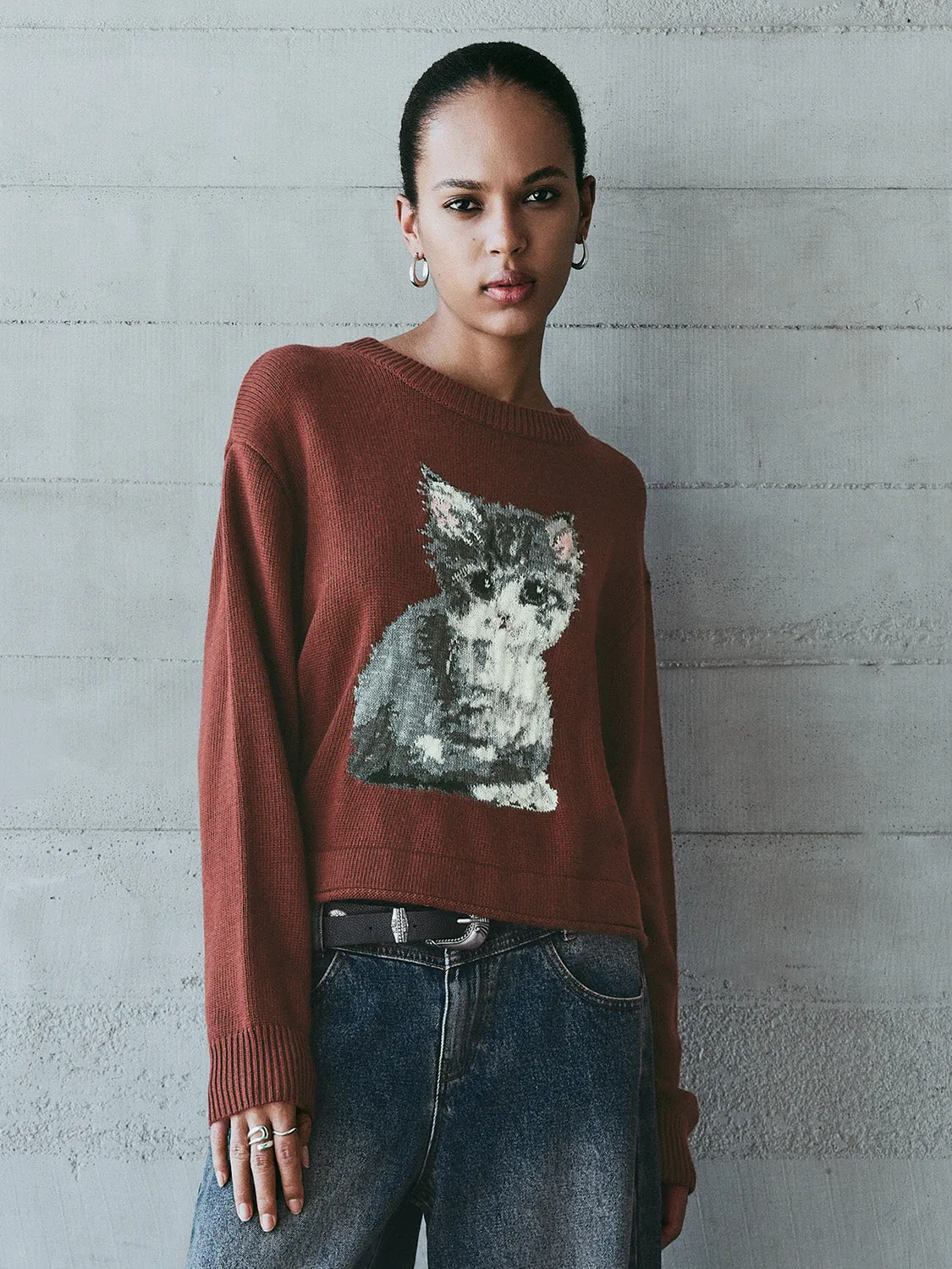 Kitten Printed Knitted T-Shirts sold by Urban Revivo