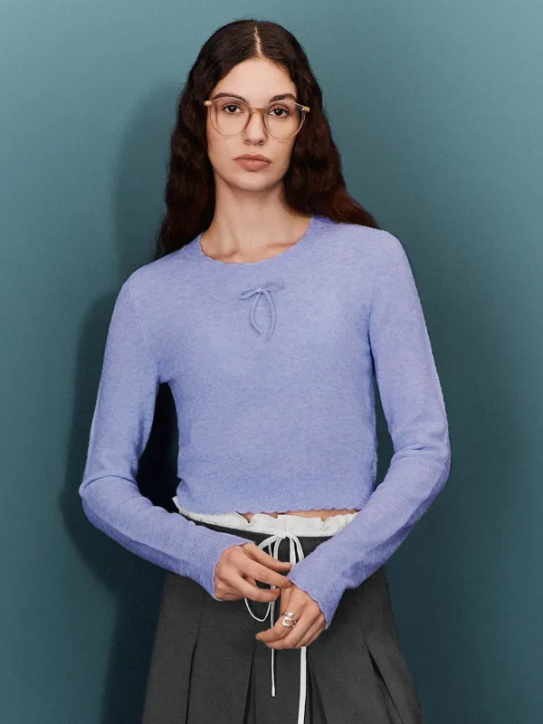 Bow Decor Knitted T-Shirts sold by Urban Revivo