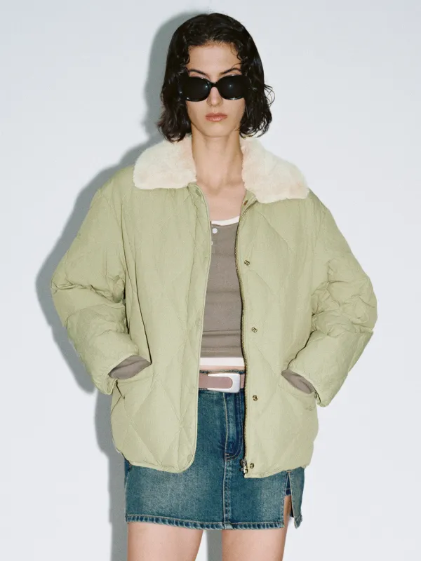 Fur Collar Quilted Down Outerwear sold by Urban Revivo