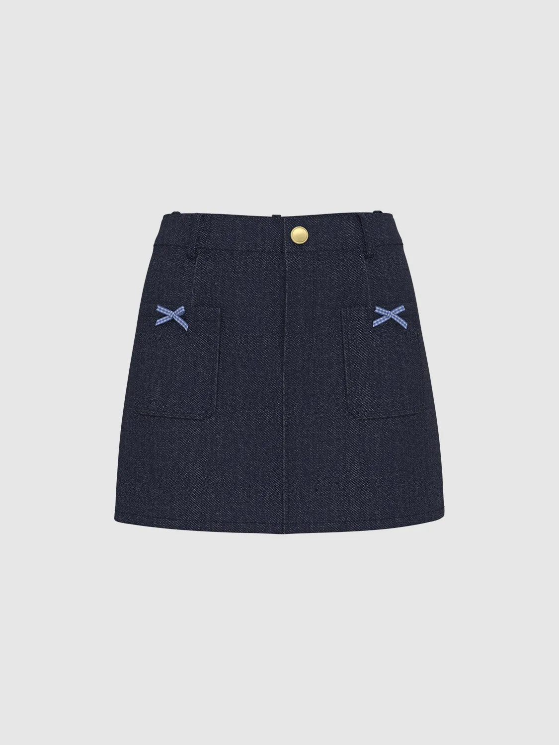 Bow Decor Denim Skirts sold by Urban Revivo