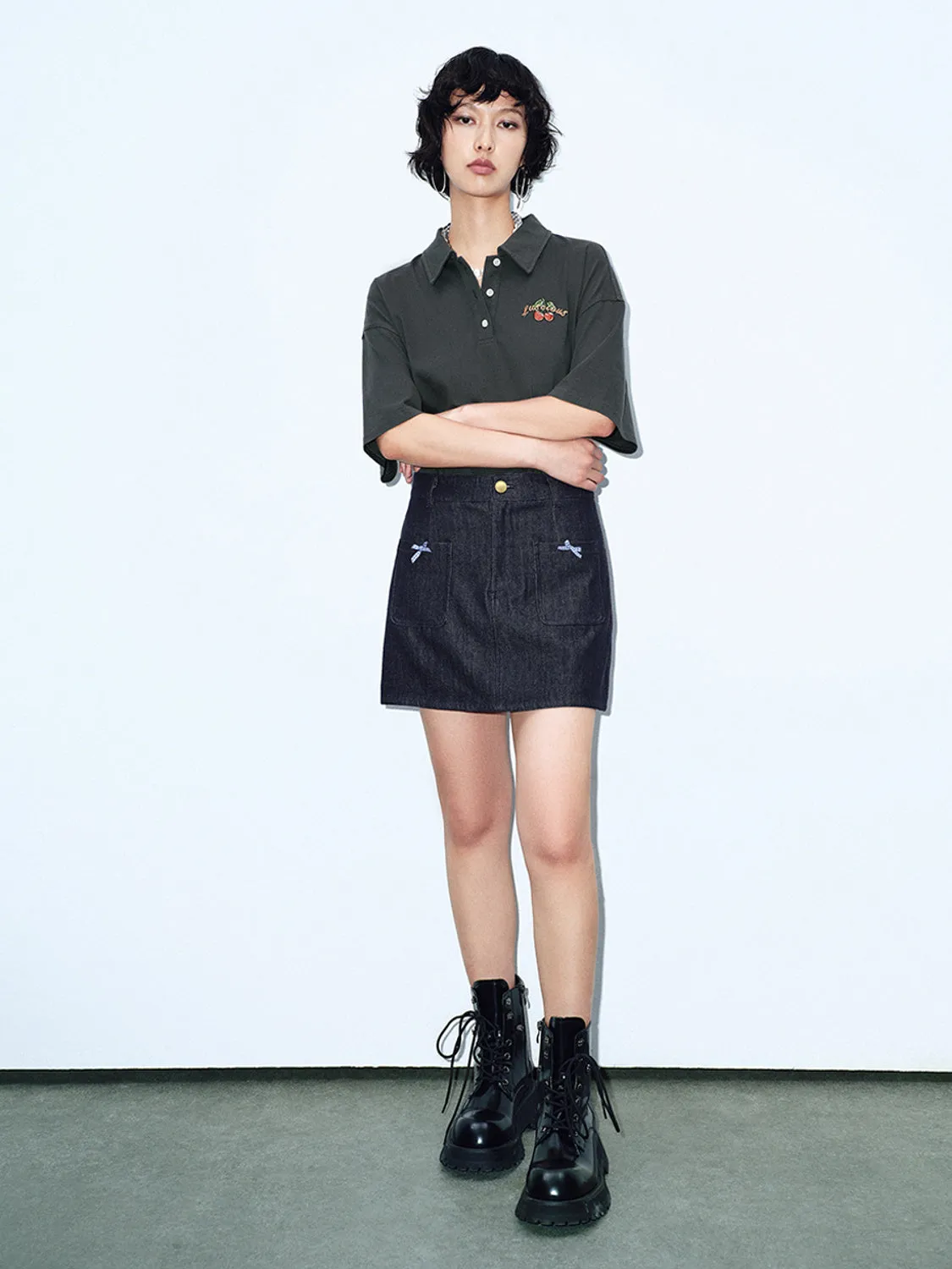 Bow Decor Denim Skirts sold by Urban Revivo product image thumbnail 5