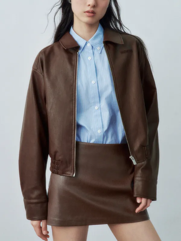 Leather Loose Jacket sold by Urban Revivo