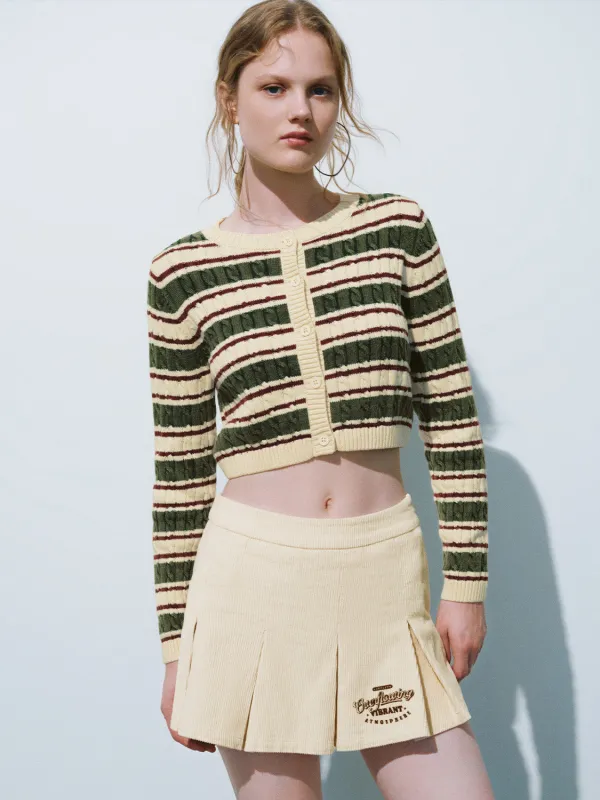 Striped Crew Neck Knitted Cardigans sold by Urban Revivo