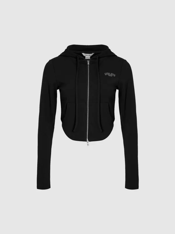 Zipper Front Cropped Hooded Jacket sold by Urban Revivo