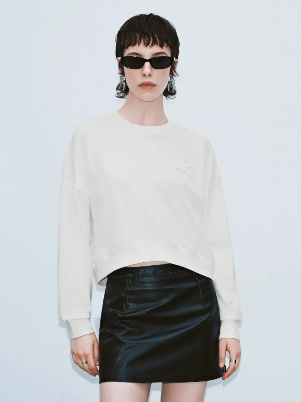 Embossed Crew Neck Loose Sweatshirt sold by Urban Revivo
