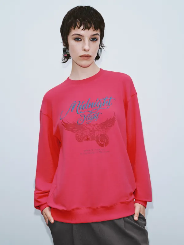 Printed Crew Neck Loose T-Shirt sold by Urban Revivo