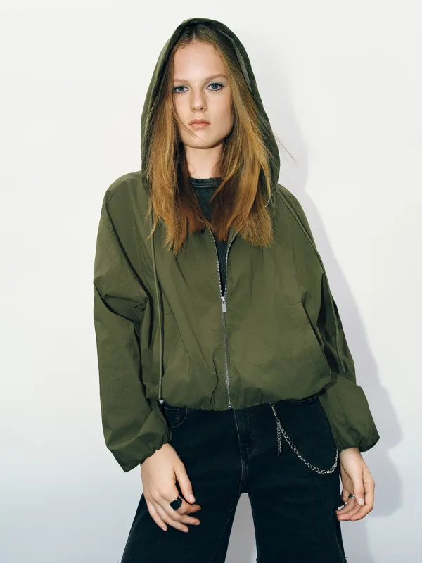 Zipper Front Hooded Oversized Jacket sold by Urban Revivo