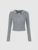Zipper Front Hooded Skinny Knitted Cardigan sold by Urban Revivo