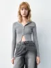 Zipper Front Hooded Skinny Knitted Cardigan sold by Urban Revivo