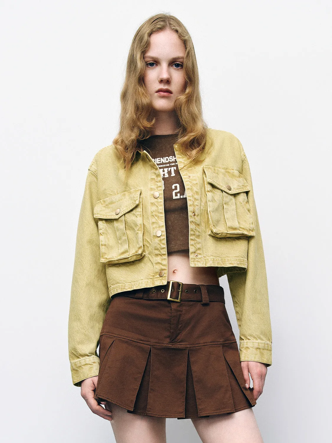 Cropped Loose Denim Jacket sold by Urban Revivo