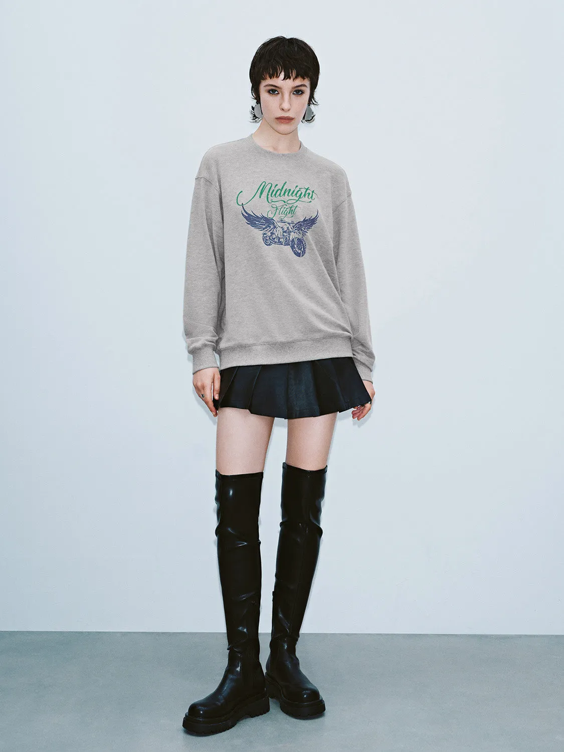 Printed Crew Neck Loose T-Shirt sold by Urban Revivo product image thumbnail 5