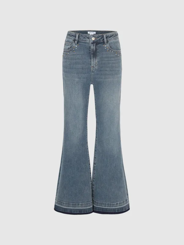 Studded Flared Denim Jeans sold by Urban Revivo