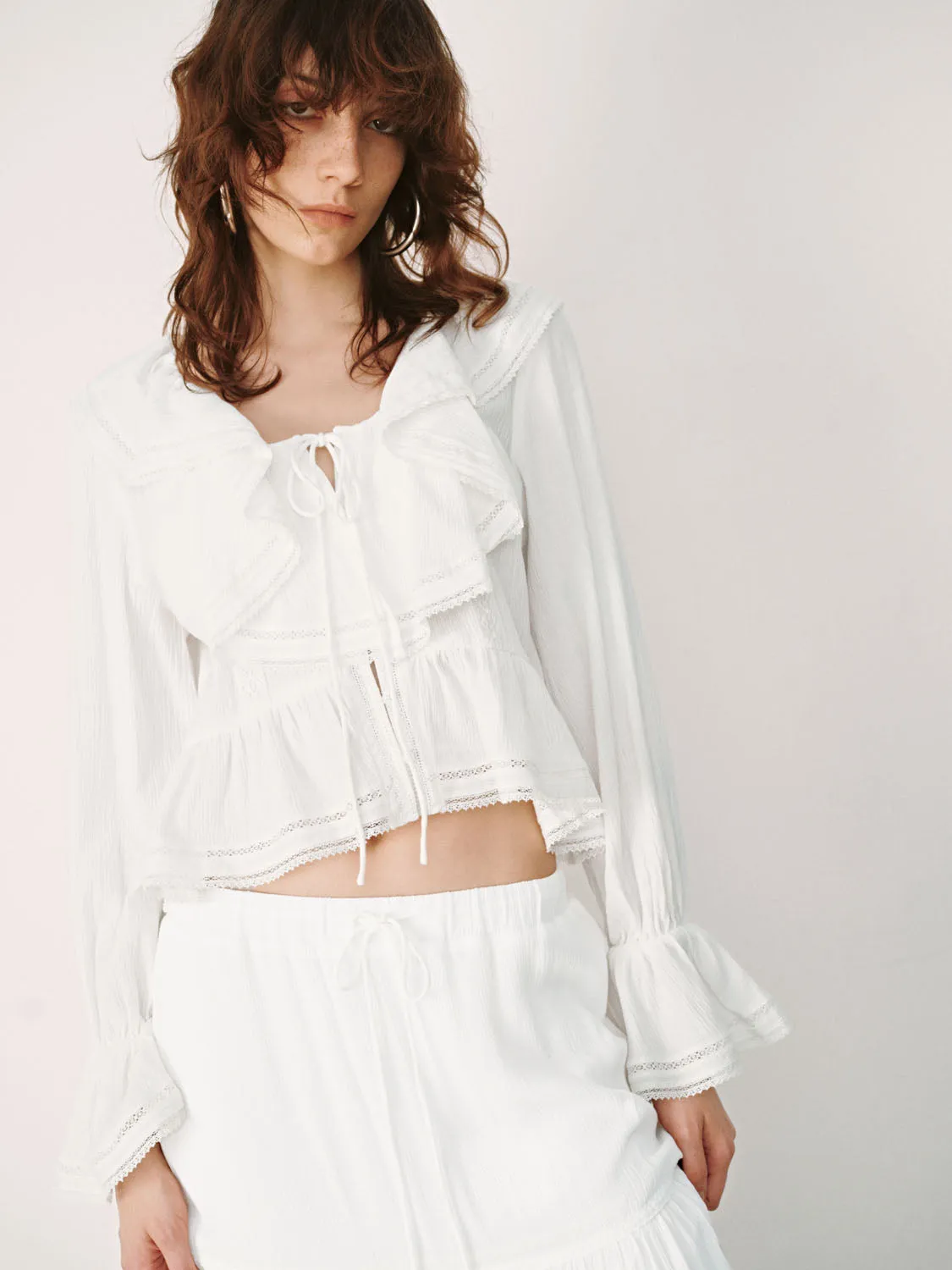 Ruffle Hem Long Sleeve Shirts sold by Urban Revivo product image thumbnail 2