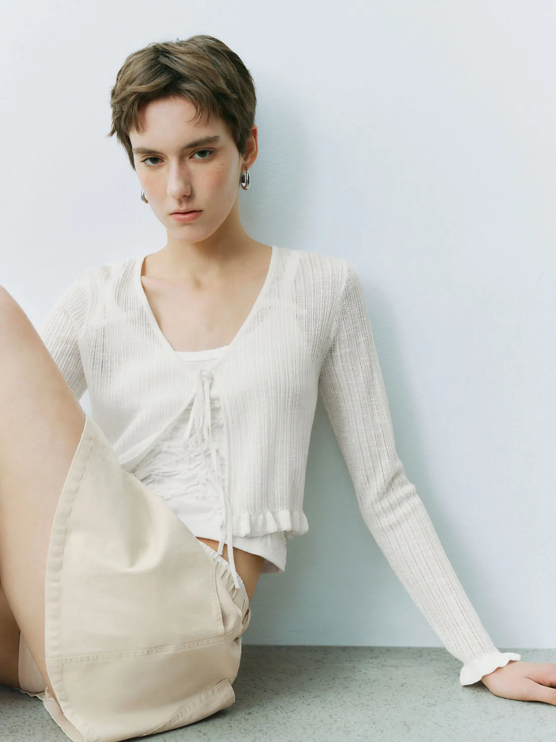 Ruffle Hem Knitted Cardigans sold by Urban Revivo product image thumbnail 2