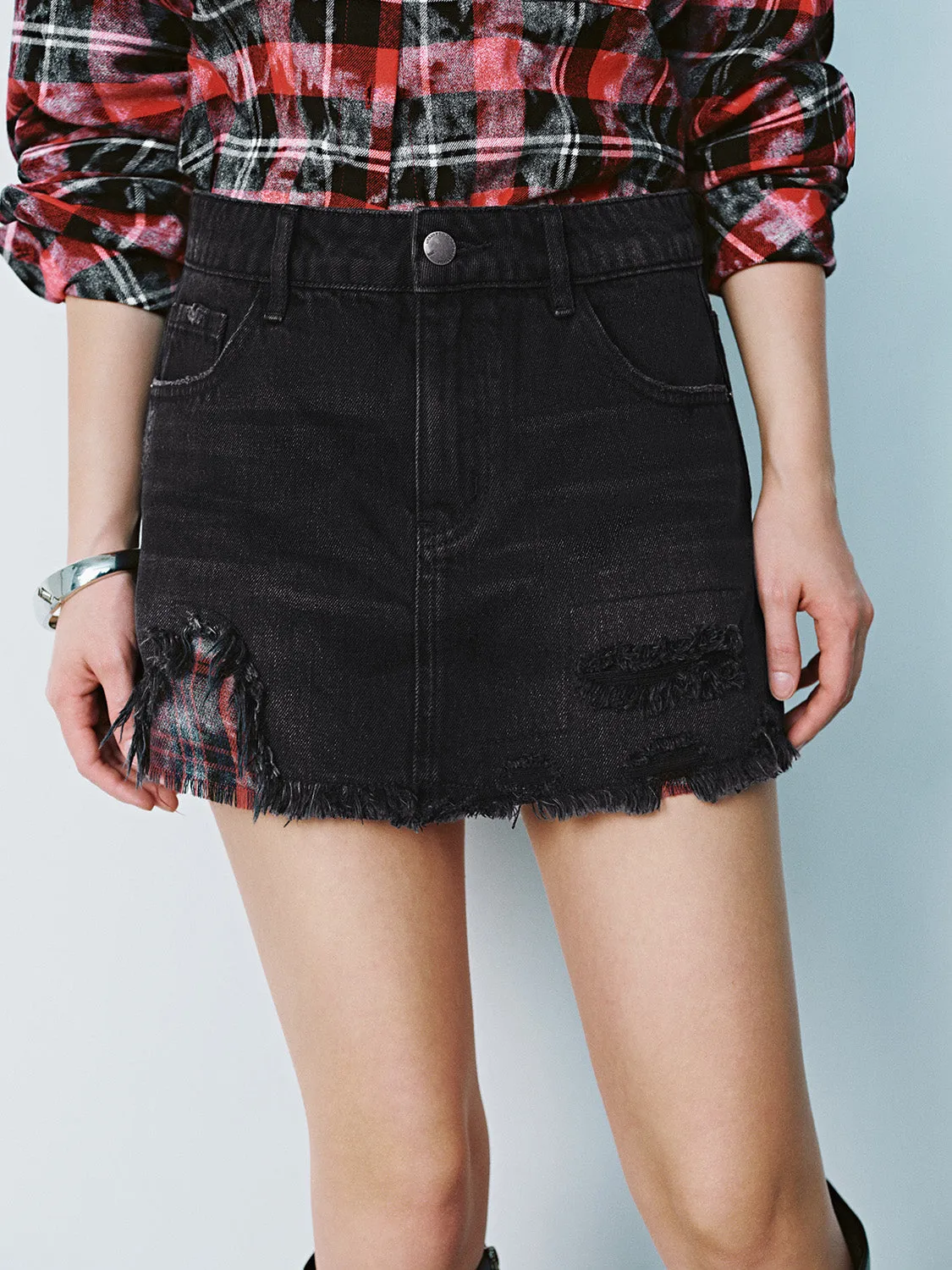 Raw Edge Denim Skirts sold by Urban Revivo product image thumbnail 5