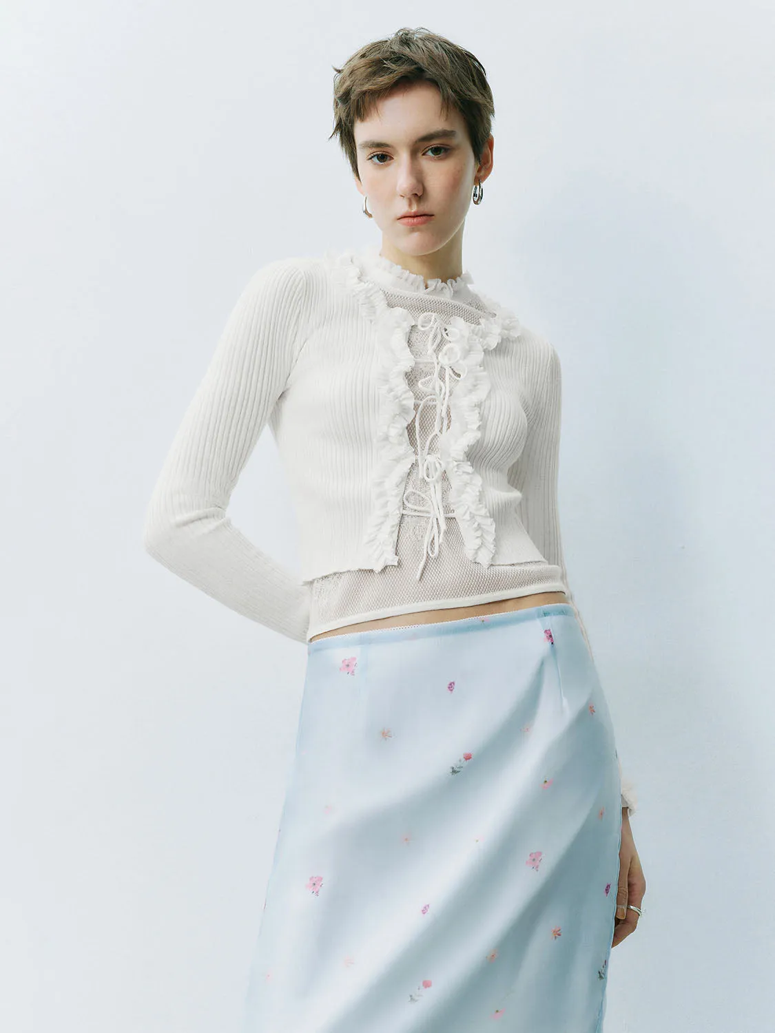 Lace Up Front Knitted Cardigans sold by Urban Revivo