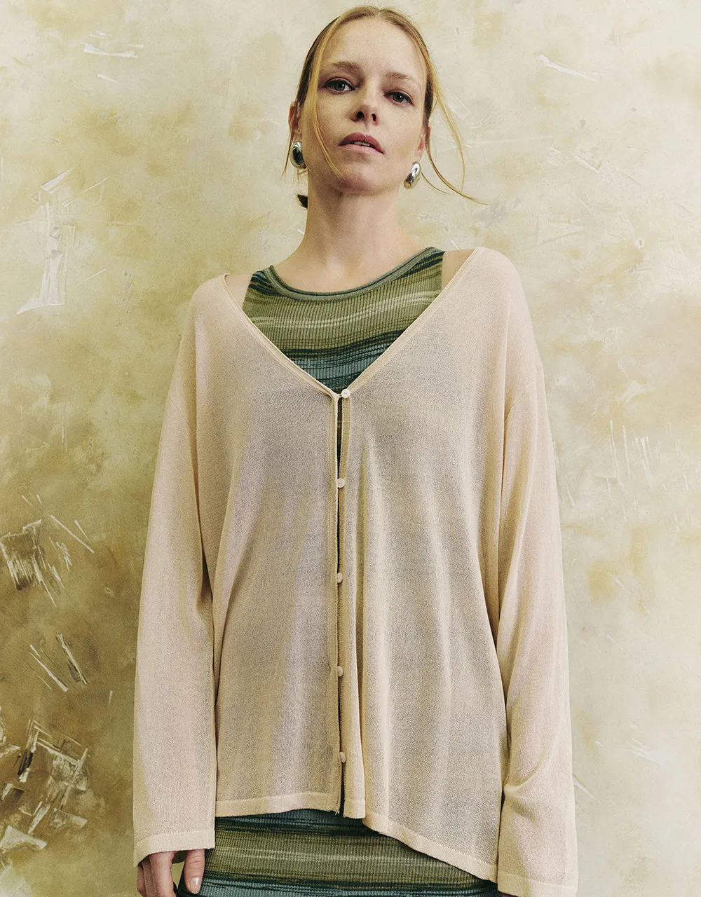 V-Neck Knitted Cardigan sold by Urban Revivo