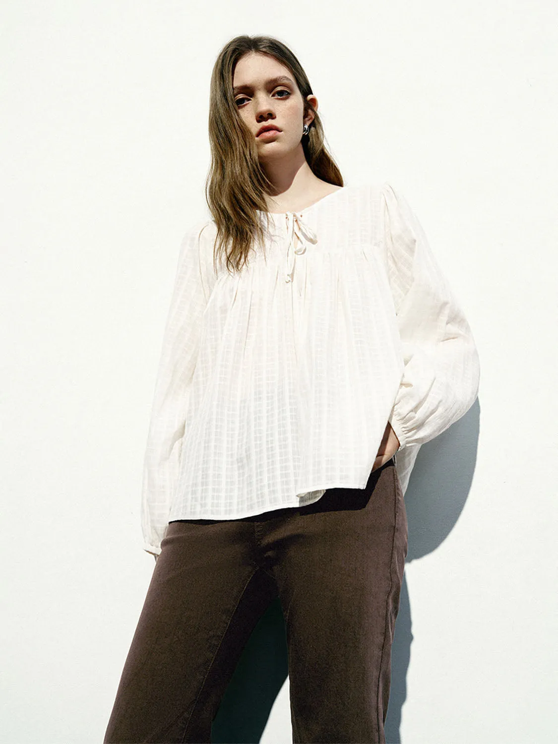 Lace Up Front Overhead Shirt sold by Urban Revivo