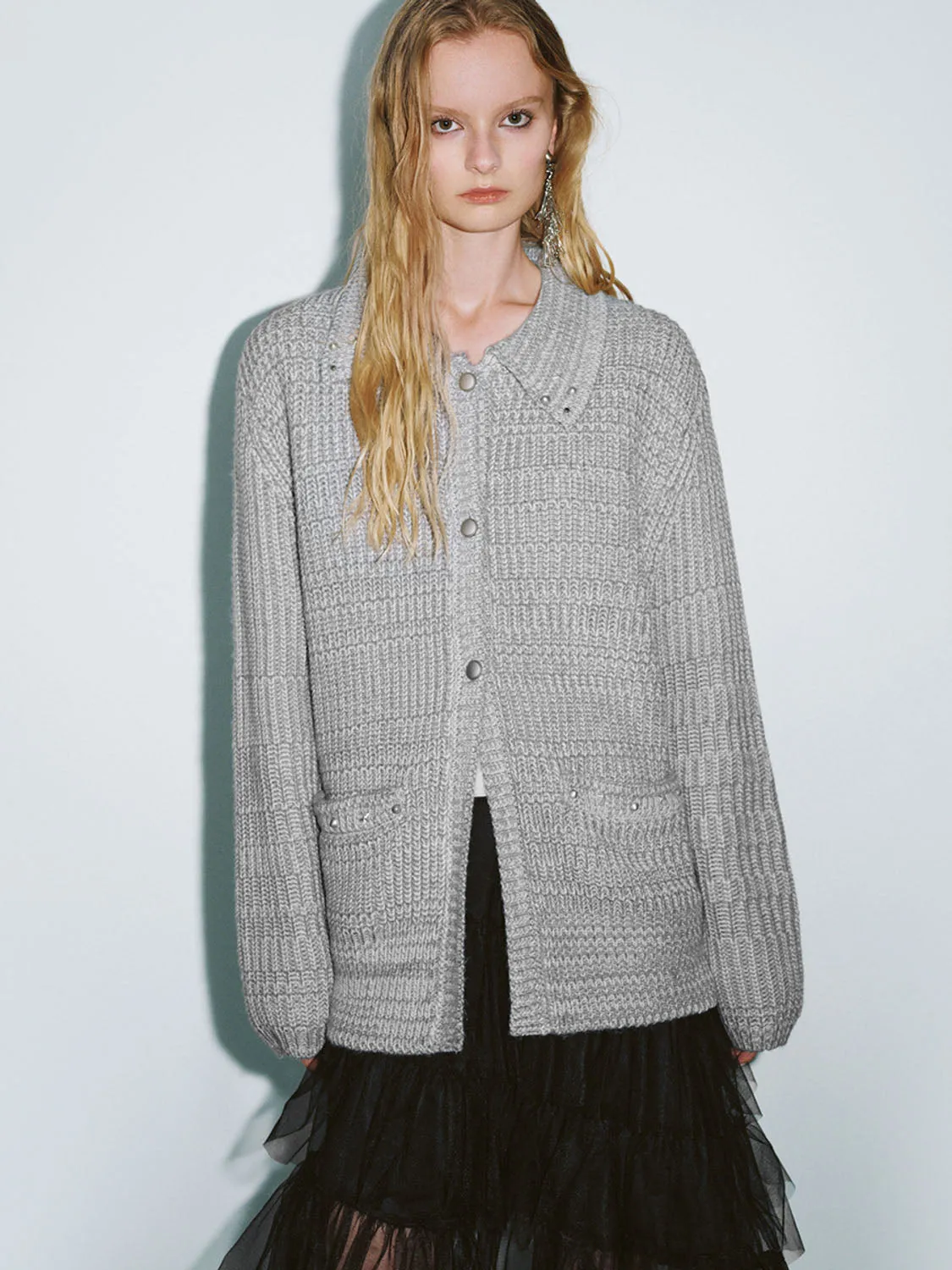 Shirt Collar Knitted Cardigans sold by Urban Revivo