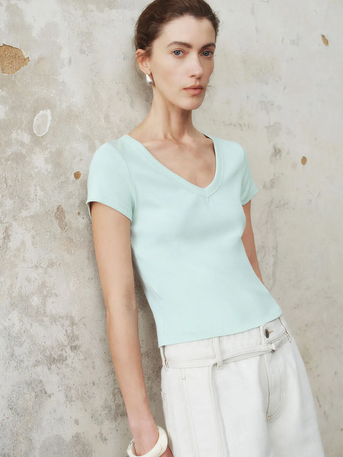 Skinny Short Sleeve T-Shirts sold by Urban Revivo product image thumbnail 3