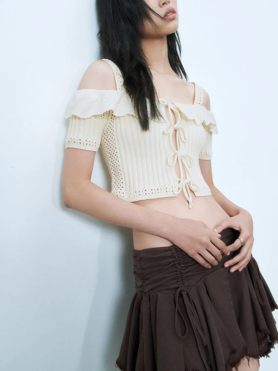 Lace Up Front One Shoulder Blouses sold by Urban Revivo product image thumbnail 3