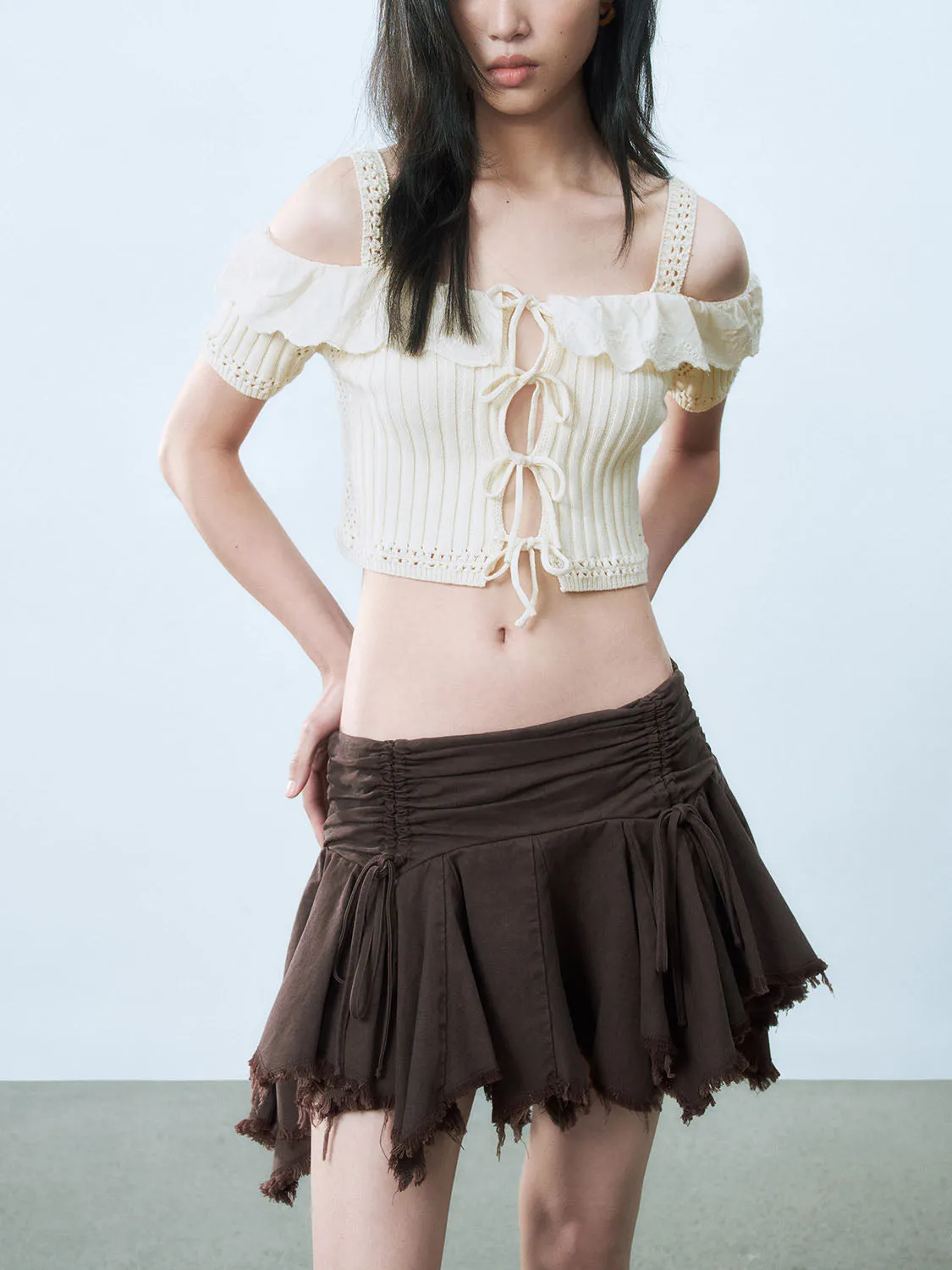 Lace Up Front One Shoulder Blouses sold by Urban Revivo