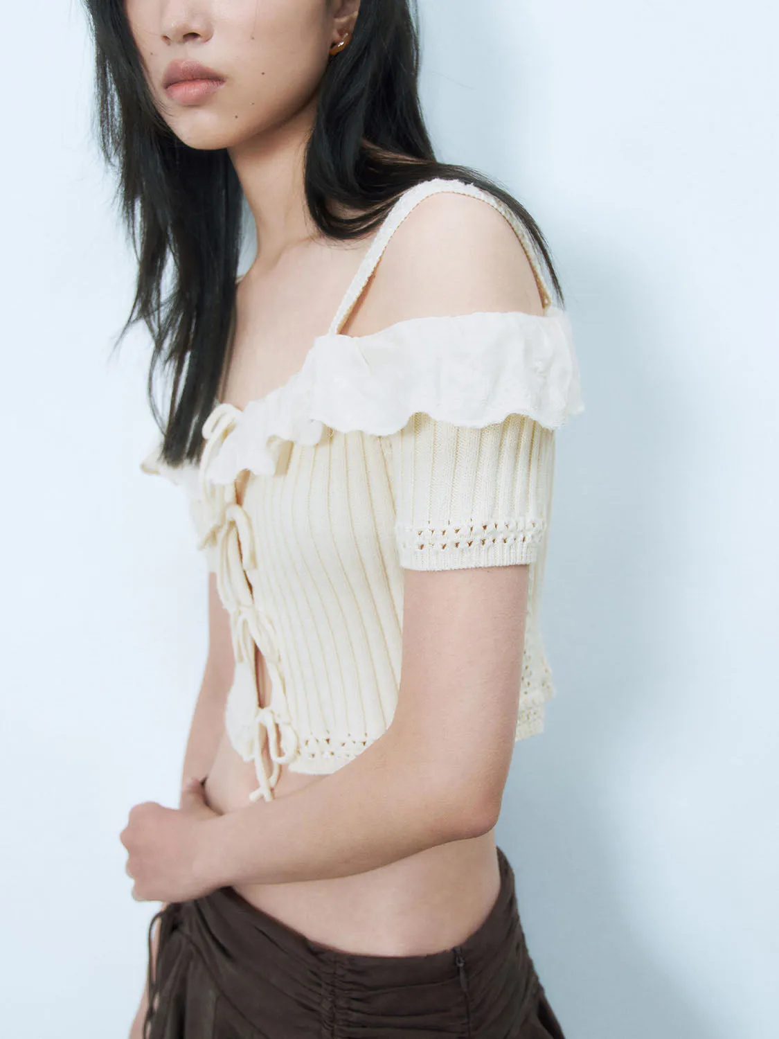 Lace Up Front One Shoulder Blouses sold by Urban Revivo product image thumbnail 4