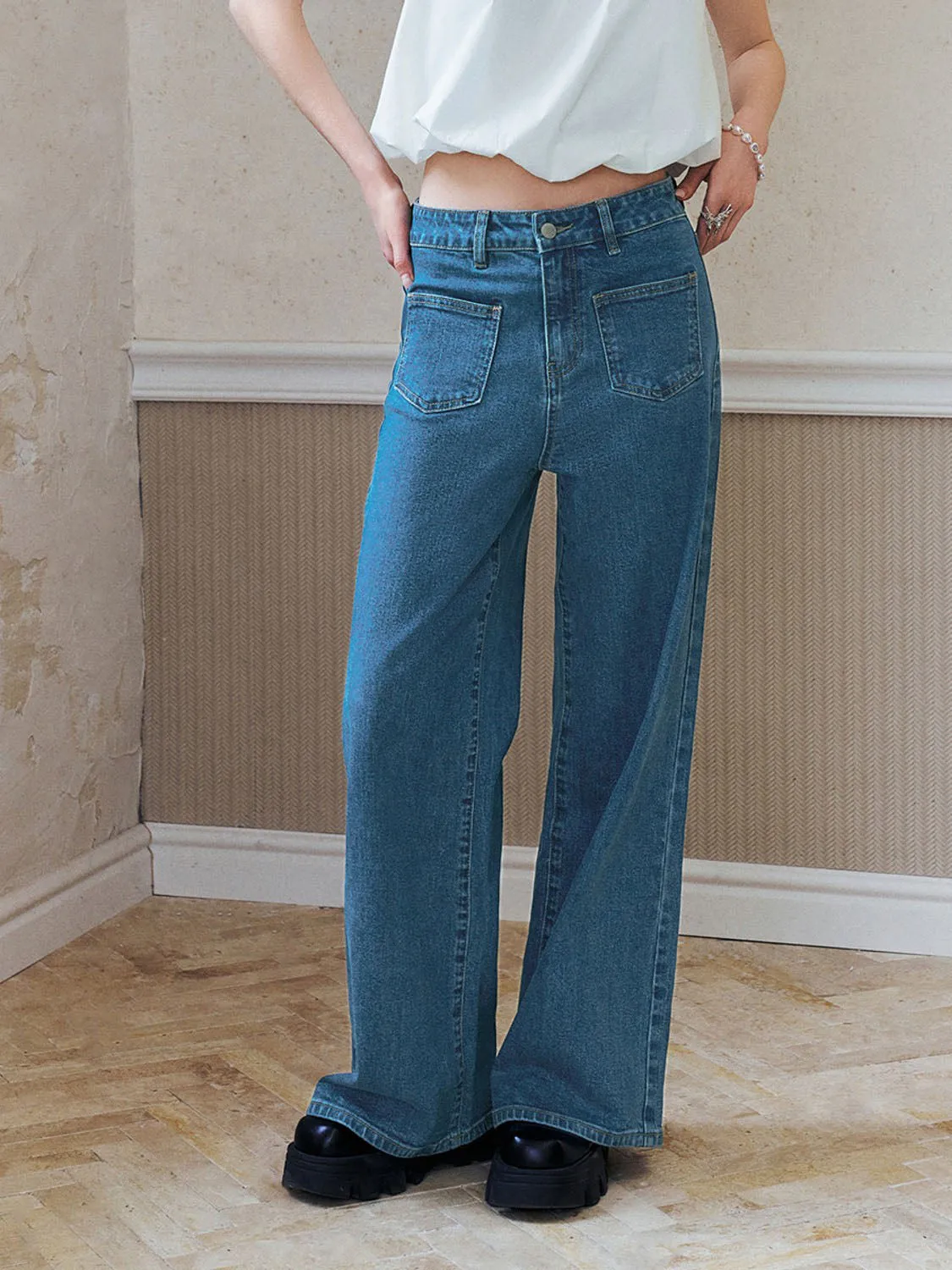 Wide-Leg Denim Jeans sold by Urban Revivo product image thumbnail 4