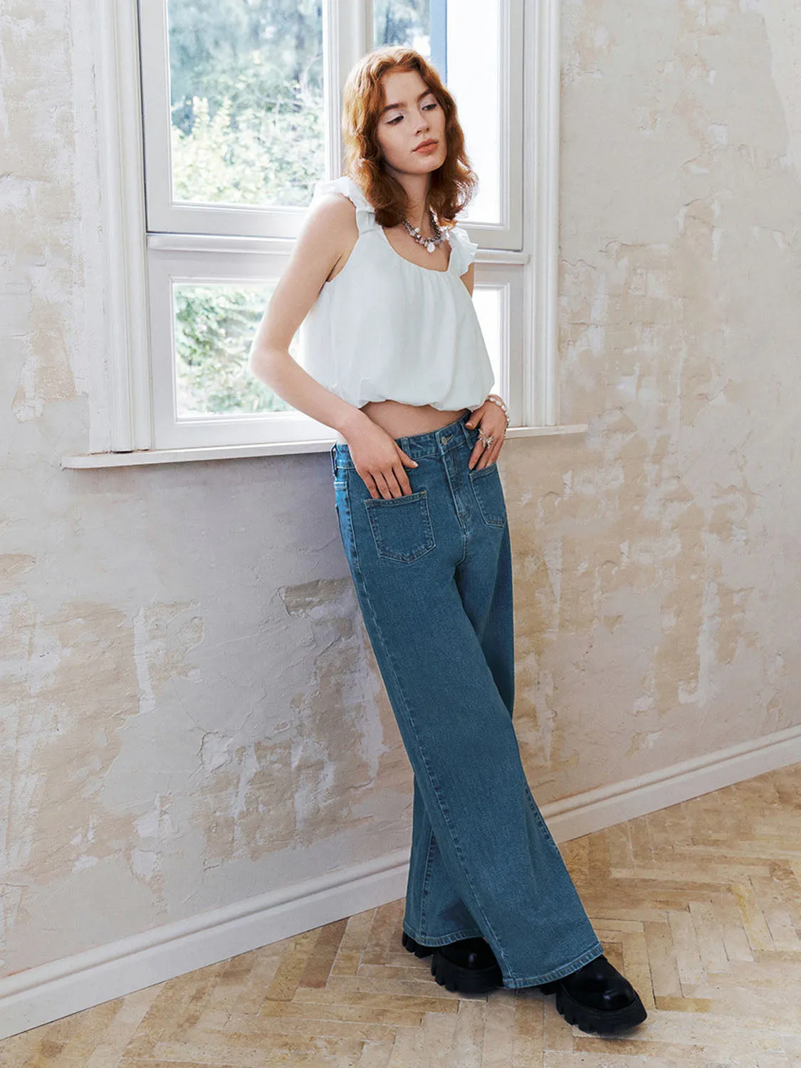 Wide-Leg Denim Jeans sold by Urban Revivo product image thumbnail 5