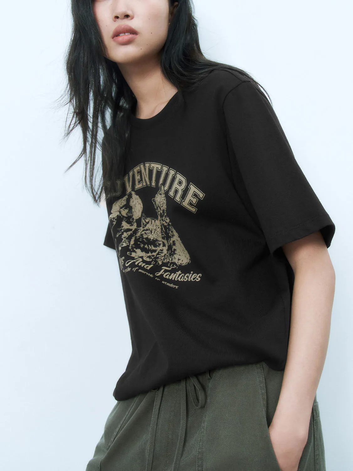 Printed Loose T-Shirts sold by Urban Revivo product image thumbnail 3