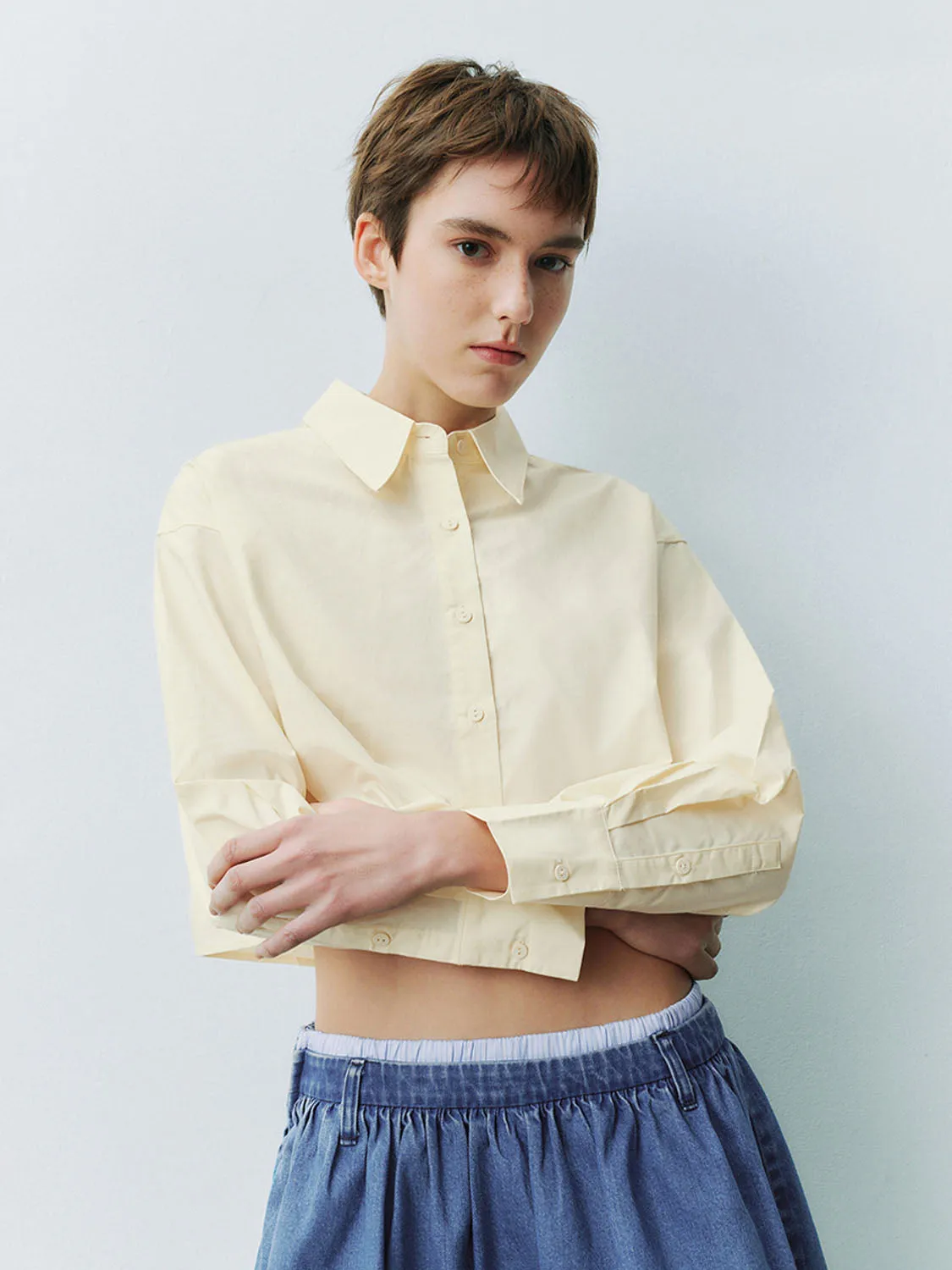 Cropped Shirt Collar Shirts sold by Urban Revivo product image thumbnail 3