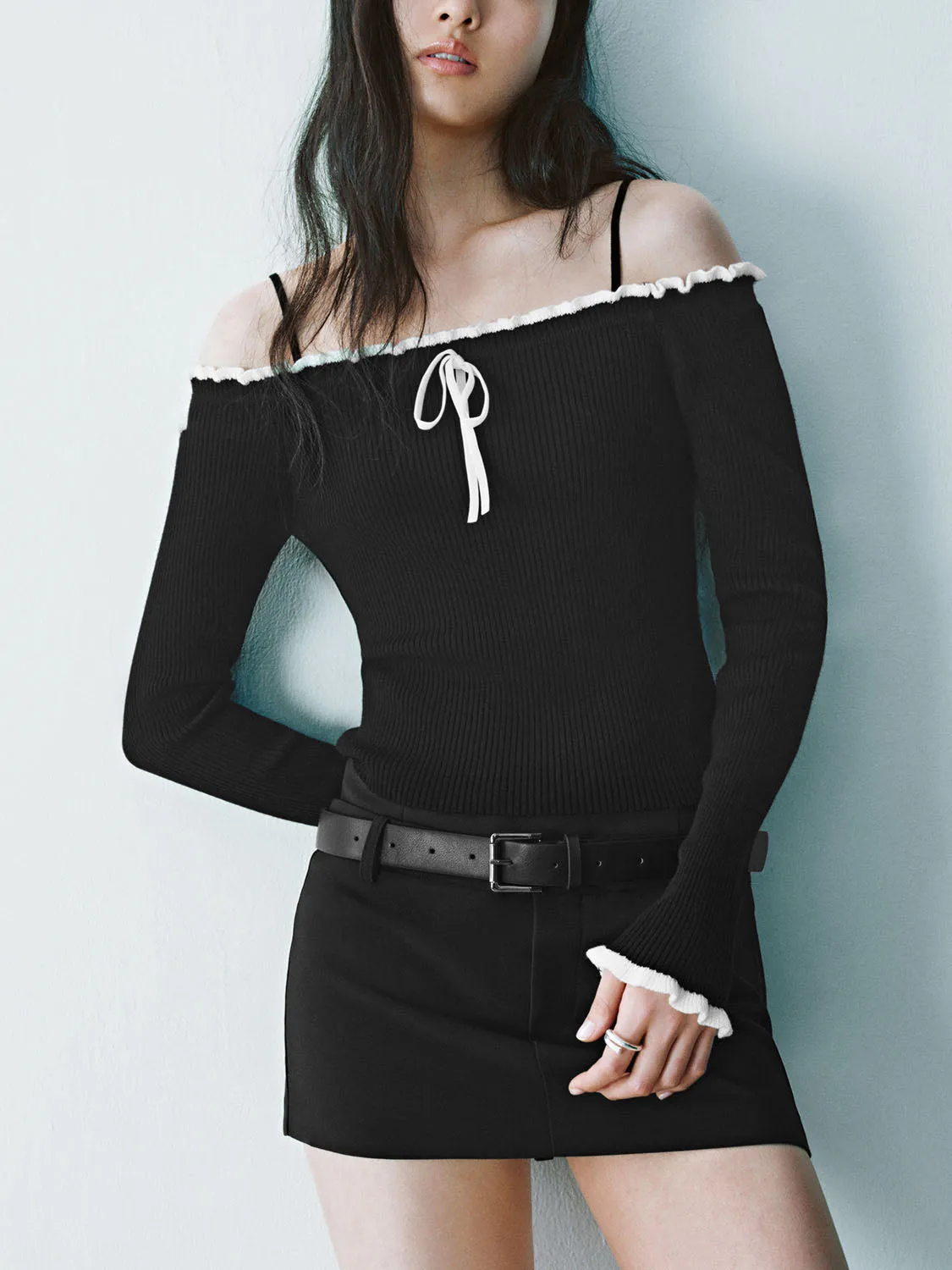 Off Shoulder Knitted T-Shirts sold by Urban Revivo