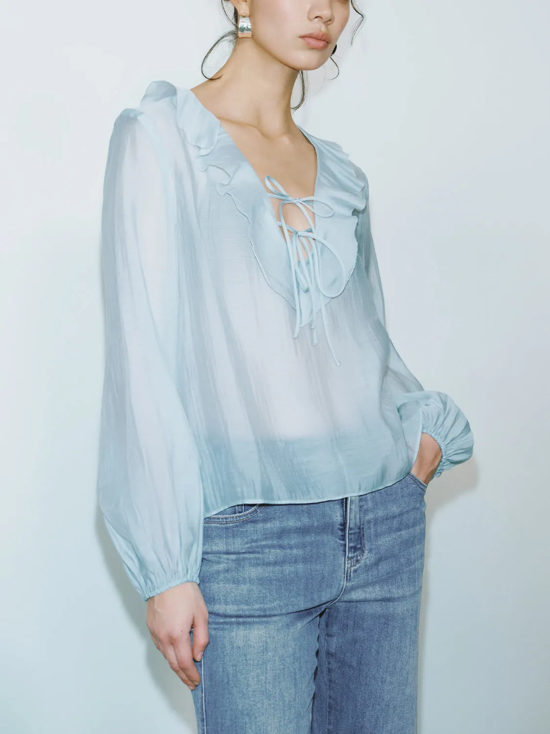 Overhead Ruffled Collar Shirt sold by Urban Revivo product image thumbnail 3