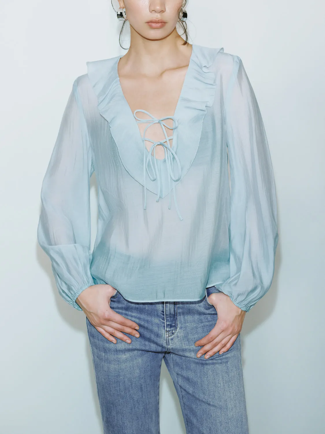 Overhead Ruffled Collar Shirt sold by Urban Revivo