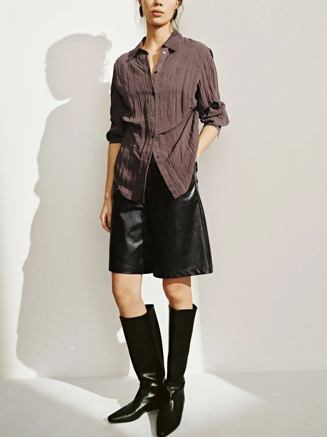 Tapered Waist Long Sleeve Shirts sold by Urban Revivo product image thumbnail 4